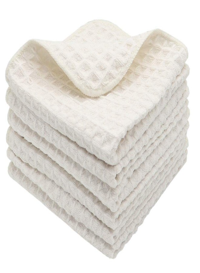 VeraSong Microfiber Kitchen Cleaning Cloth Thick Dish Rags Waffle Weave Washcloths Dish Cloths Ultra Absorbent Odor Free 12inch X 12inch 6 Pack Beige - Image 1